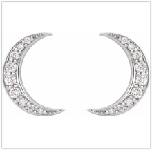 Load image into Gallery viewer, Diamond Cresent Moon Earrings