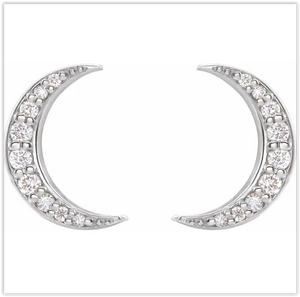 Diamond Cresent Moon Earrings