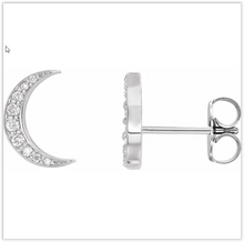 Load image into Gallery viewer, Diamond Cresent Moon Earrings