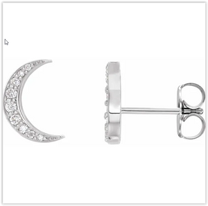 Diamond Cresent Moon Earrings