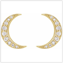 Load image into Gallery viewer, Diamond Cresent Moon Earrings