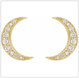 Diamond Cresent Moon Earrings