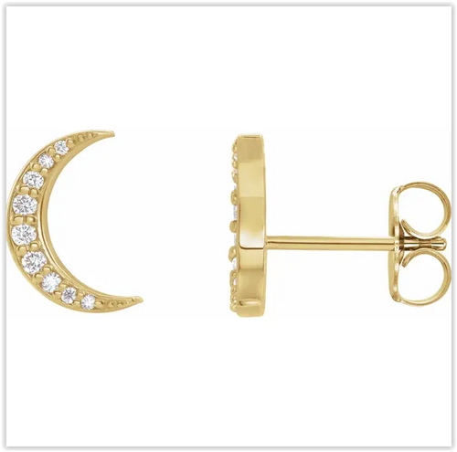 Diamond Cresent Moon Earrings