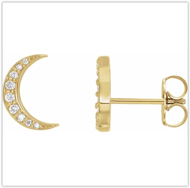 Diamond Cresent Moon Earrings