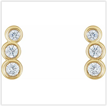 Load image into Gallery viewer, .50ctw Three Stone Diamond Earring Studs