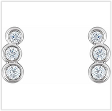 Load image into Gallery viewer, .50ctw Three Stone Diamond Earring Studs