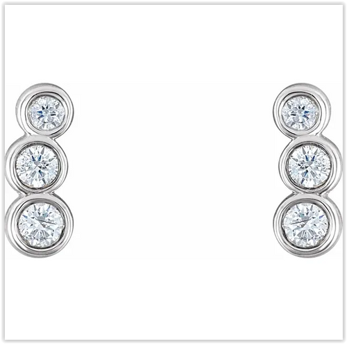 .50ctw Three Stone Diamond Earring Studs