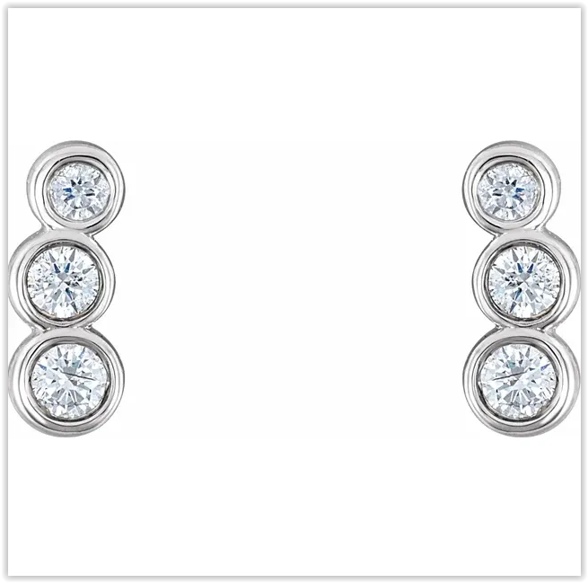 .50ctw Three Stone Diamond Earring Studs