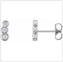 Load image into Gallery viewer, .50ctw Three Stone Diamond Earring Studs