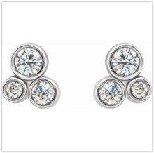 Load image into Gallery viewer, .60 CTW Three Stone Diamond Earrings