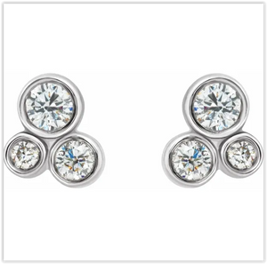 .60 CTW Three Stone Diamond Earrings