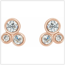 Load image into Gallery viewer, .60 CTW Three Stone Diamond Earrings