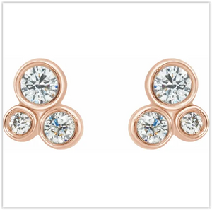 .60 CTW Three Stone Diamond Earrings