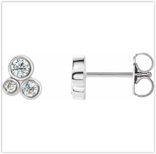 Load image into Gallery viewer, .60 CTW Three Stone Diamond Earrings