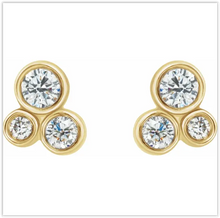 Load image into Gallery viewer, .60 CTW Three Stone Diamond Earrings