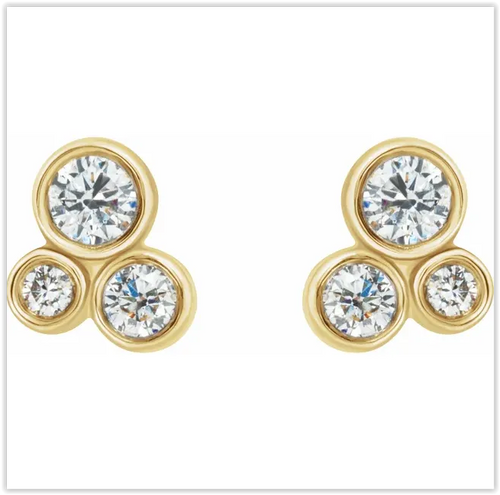 .60 CTW Three Stone Diamond Earrings