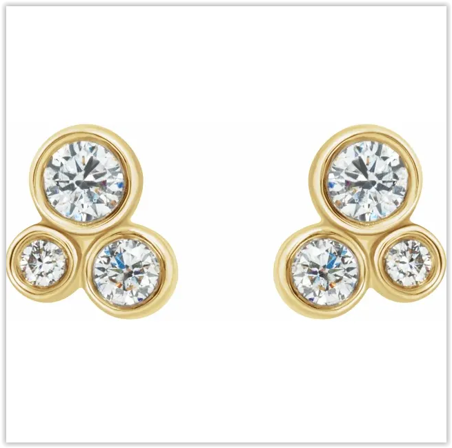 .60 CTW Three Stone Diamond Earrings