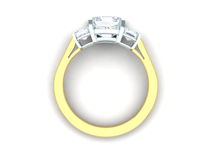 GIA Certified 2.30 Carat D-VS2 Asscher Three-Stone Ring