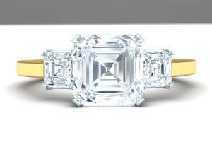 GIA Certified 2.30 Carat D-VS2 Asscher Three-Stone Ring