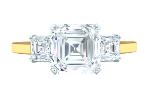 GIA Certified 2.30 Carat D-VS2 Asscher Three-Stone Ring