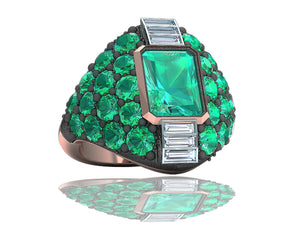 3 Carats Colombian Emerald and Diamond Ring