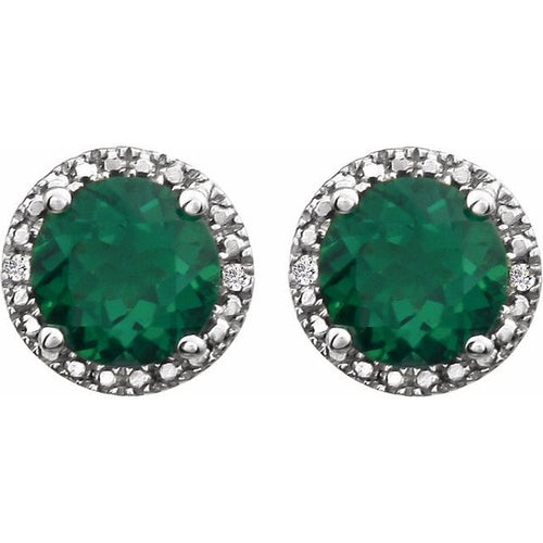 .50ctw Emerald and Diamond Halo Earrings