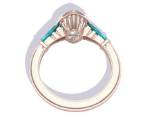 Load image into Gallery viewer, 1.4 Carat Marquise Diamond and Turquoise Rose Gold Engagement Ring