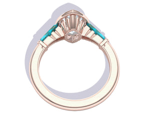 1.4 Carat Marquise Diamond and Turquoise Rose Gold Engagement Ring