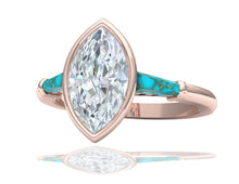 Load image into Gallery viewer, 1.4 Carat Marquise Diamond and Turquoise Rose Gold Engagement Ring