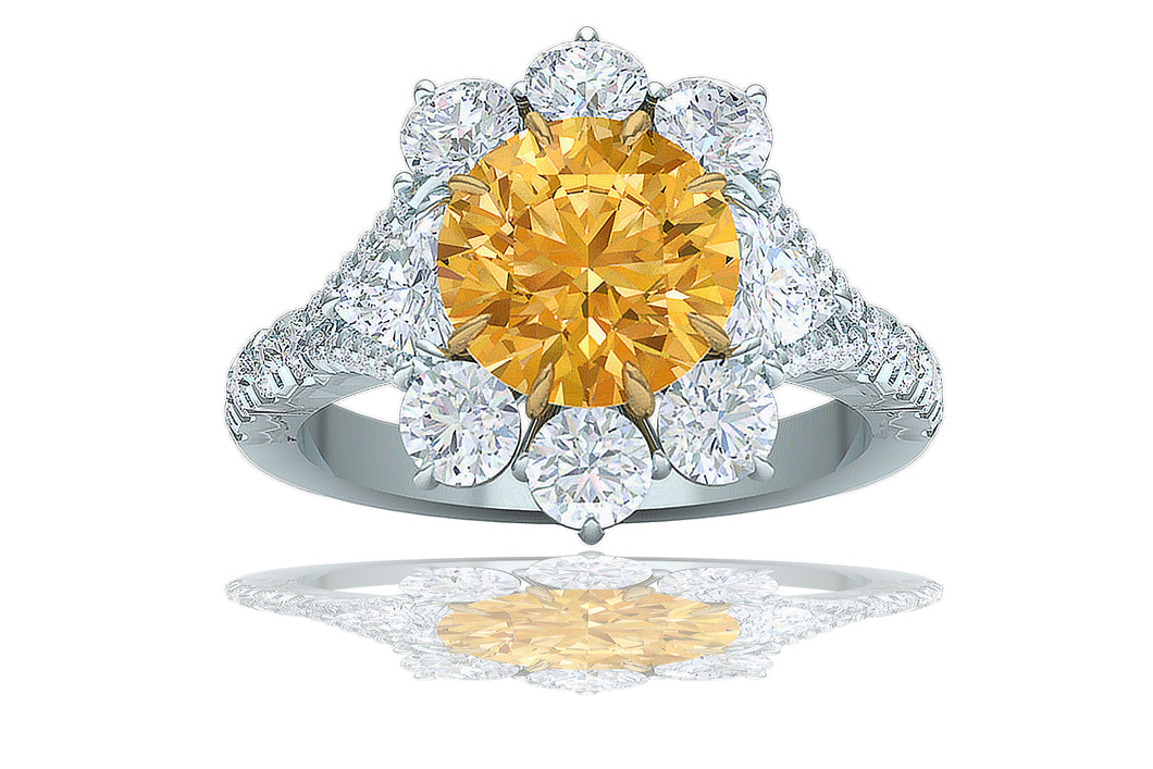 Rare Orange Diamond Ring