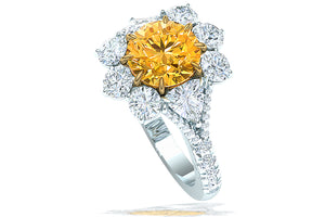 Rare Orange Diamond Ring