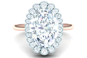 1.5 GIA Certified Oval Diamond Set in Platinum and Rose Gold Engagement Ring