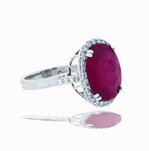 8 Carat Ruby and Diamond Halo Ring