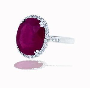 8 Carat Ruby and Diamond Halo Ring