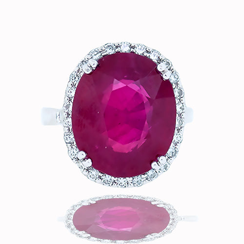 8 Carat Ruby and Diamond Halo Ring