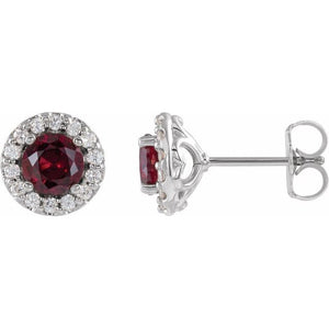 .90 ctw Ruby and Diamond Halo Earrings