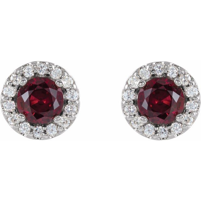 .90 ctw Ruby and Diamond Halo Earrings