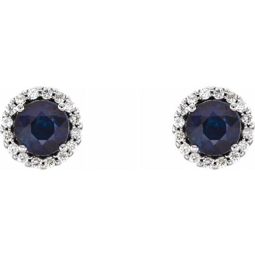 .50ctw Sapphire and Diamond Halo Earrings