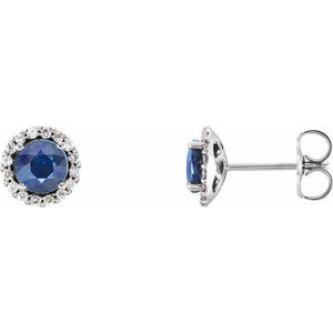 .50ctw Sapphire and Diamond Halo Earrings